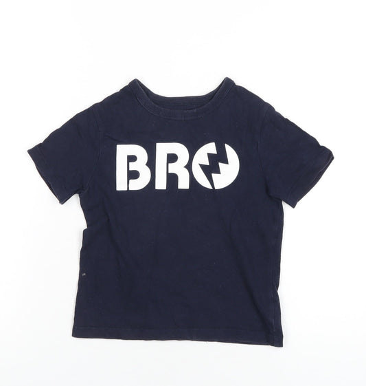 Gap Boys Blue Cotton Basic T-Shirt Size 4 Years Round Neck Pullover