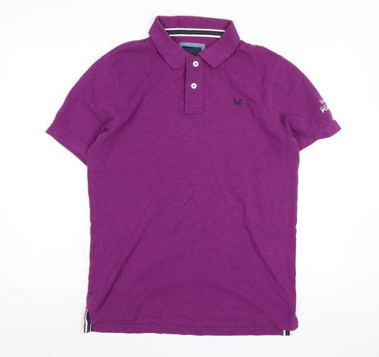 Crew Clothing Mens Purple Cotton Polo Size M Collared Button