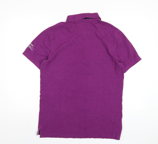 Crew Clothing Mens Purple Cotton Polo Size M Collared Button