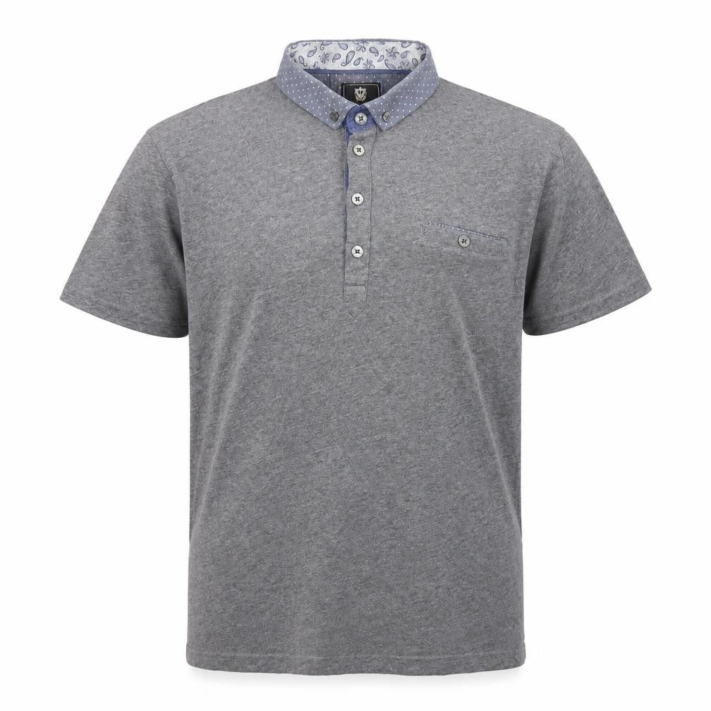 Steel & Jelly Mens Grey Cotton Polo Size S Collared Button