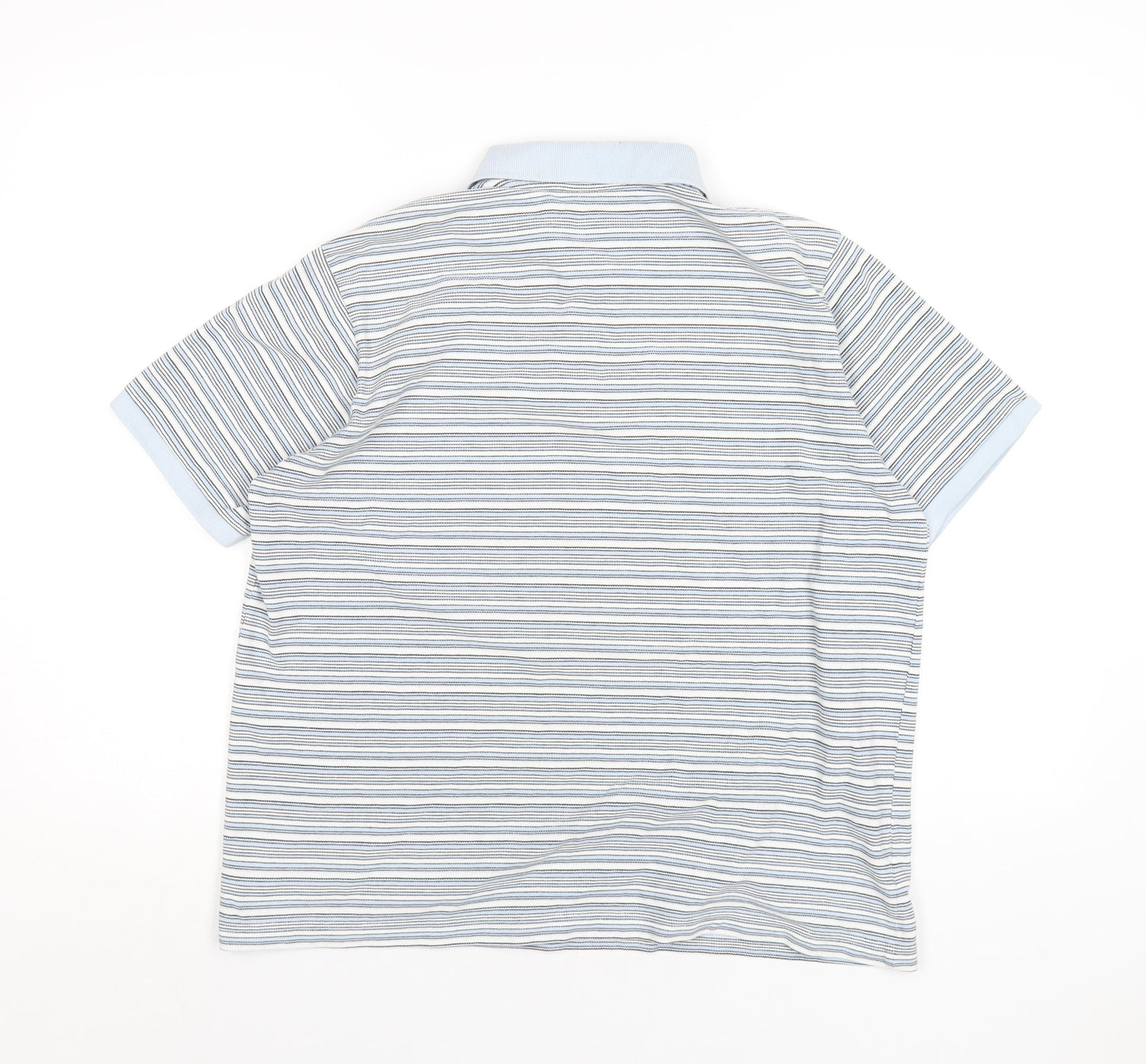 Joie de Vivre Womens Blue Striped Cotton Basic Polo Size 16 Collared