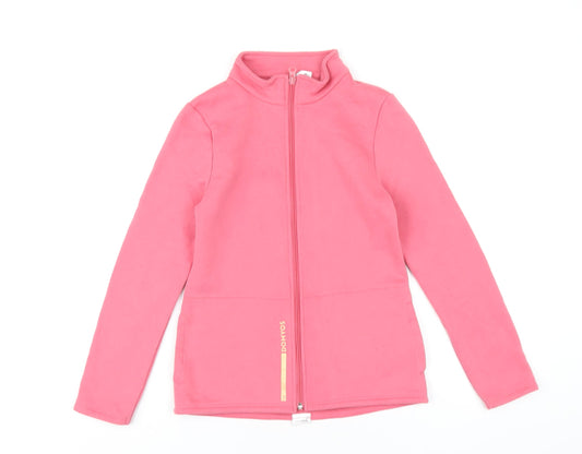 DECATHLON Girls Pink Polyester Full Zip Sweatshirt Size 10-11 Years Zip