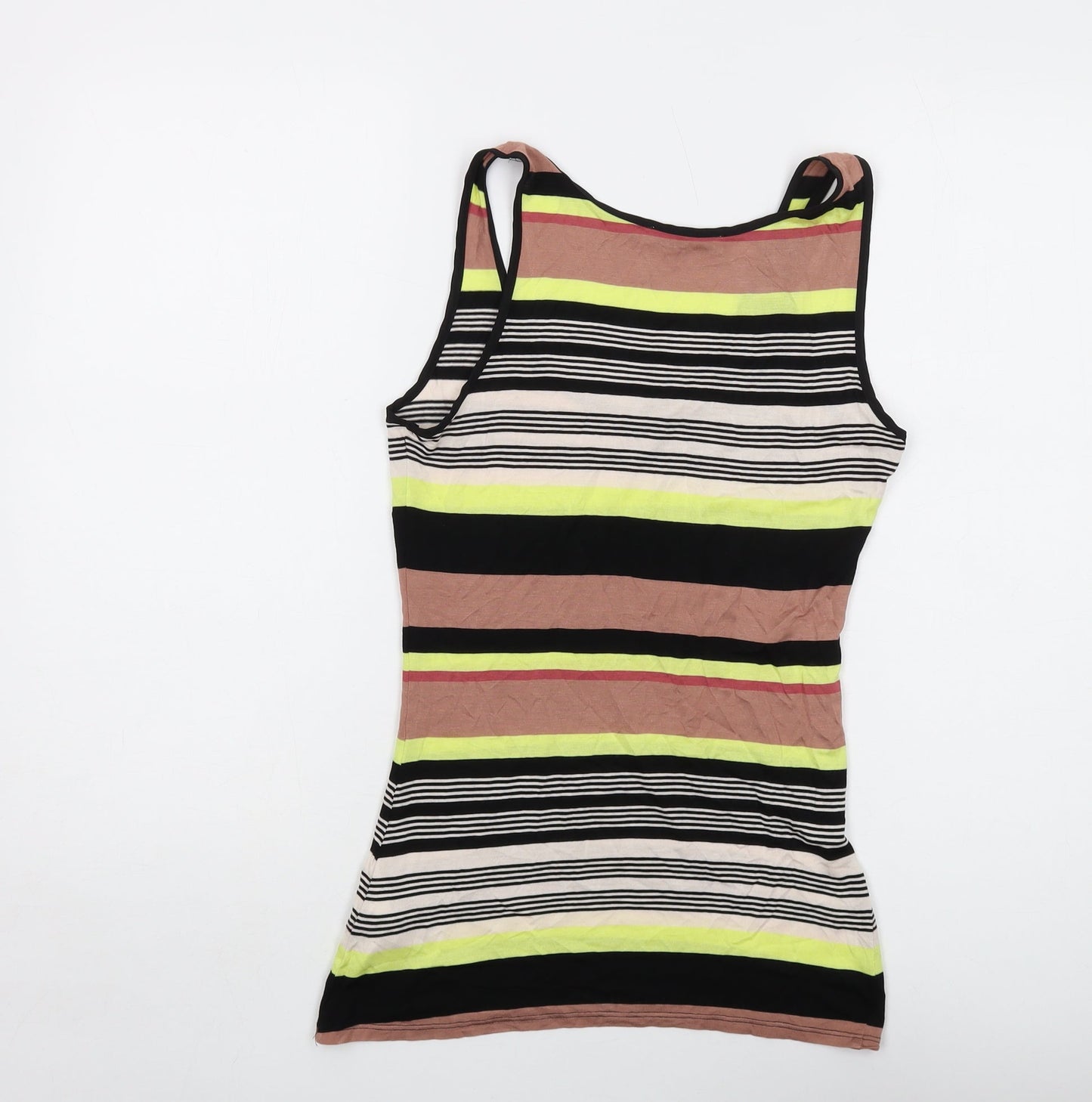 Oasis Womens Multicoloured Striped Viscose Basic Tank Size S Round Neck