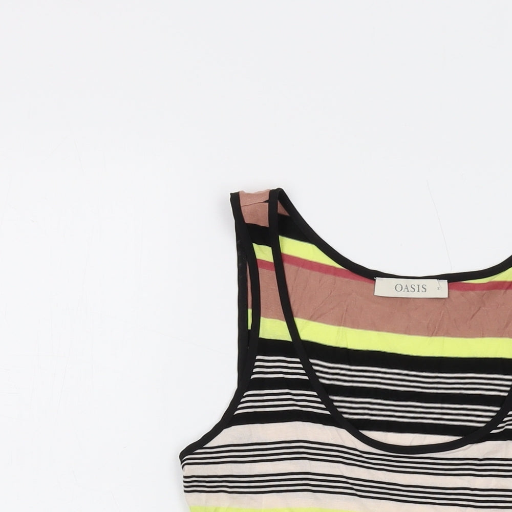 Oasis Womens Multicoloured Striped Viscose Basic Tank Size S Round Neck