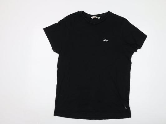 Lee Cooper Mens Black Cotton T-Shirt Size L Crew Neck
