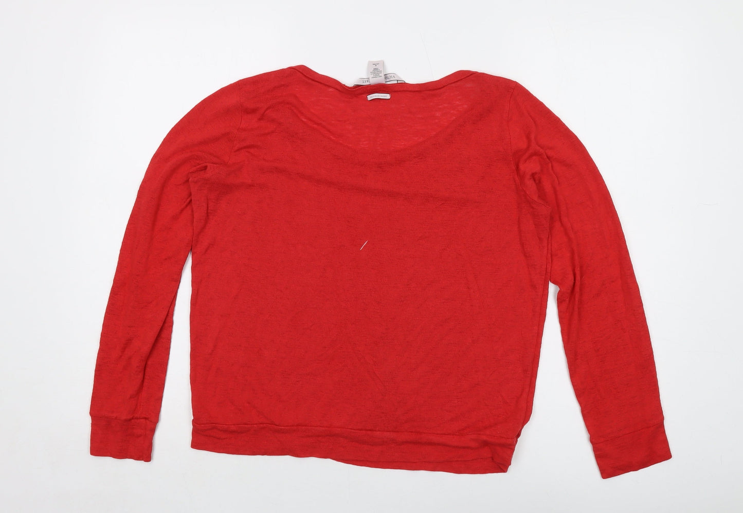Victoria's Secret Womens Red Viscose Basic Blouse Size M Round Neck