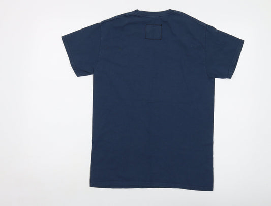 Ushiwear Mens Blue Cotton T-Shirt Size S Crew Neck
