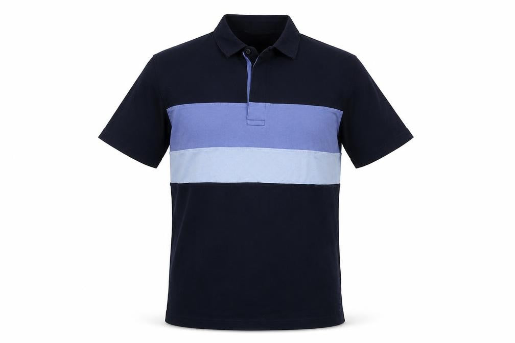 EWM Mens Blue Cotton Polo Size S Collared Button