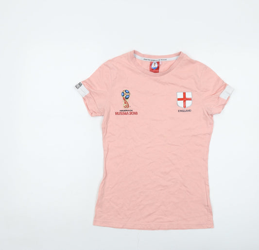 England Womens Pink Cotton Basic T-Shirt Size 8 Crew Neck
