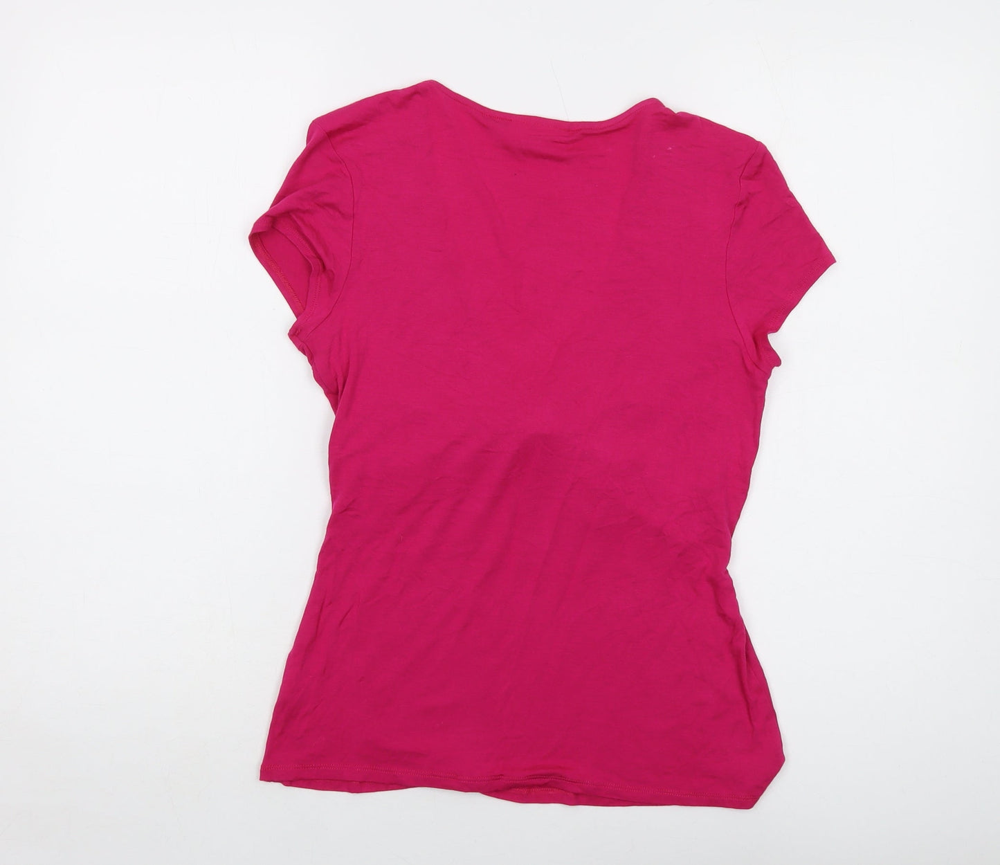 Wallis Womens Pink Viscose Basic T-Shirt Size 12 V-Neck