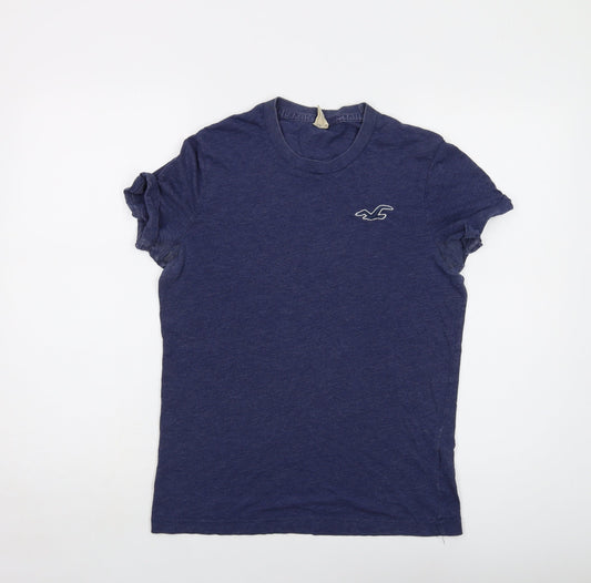 Hollister Womens Blue Cotton Basic T-Shirt Size S Crew Neck