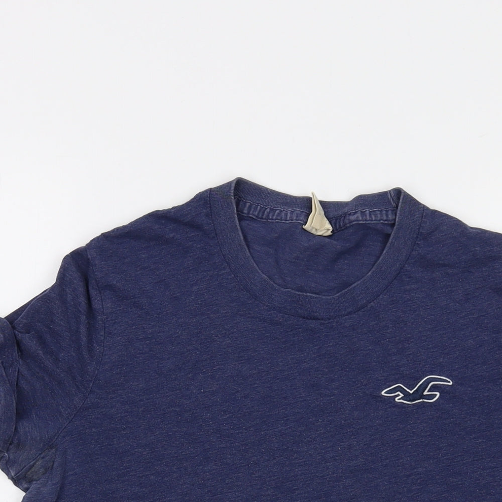 Hollister Womens Blue Cotton Basic T-Shirt Size S Crew Neck
