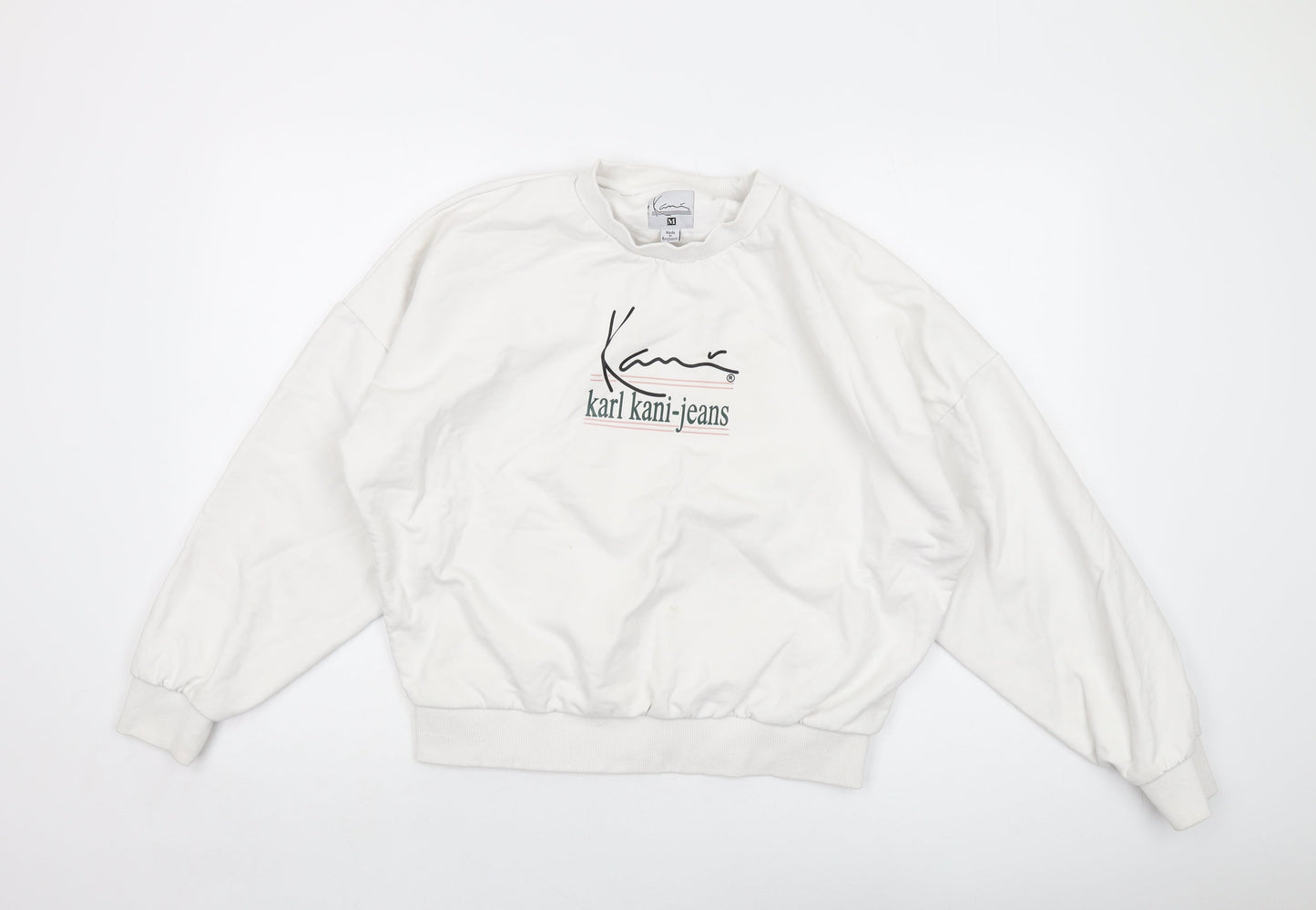 Karl Kani Womens White Cotton Pullover Sweatshirt Size M Pullover