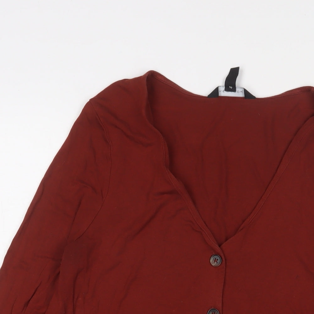 New Look Womens Brown Viscose Basic Blouse Size 12 V-Neck