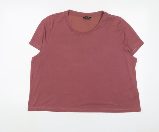 Monki Womens Pink Polyester Basic T-Shirt Size 2XL Crew Neck