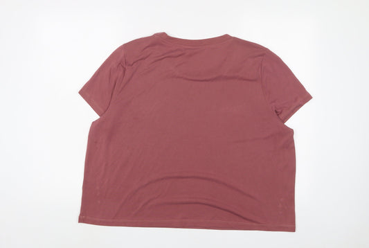 Monki Womens Pink Polyester Basic T-Shirt Size 2XL Crew Neck