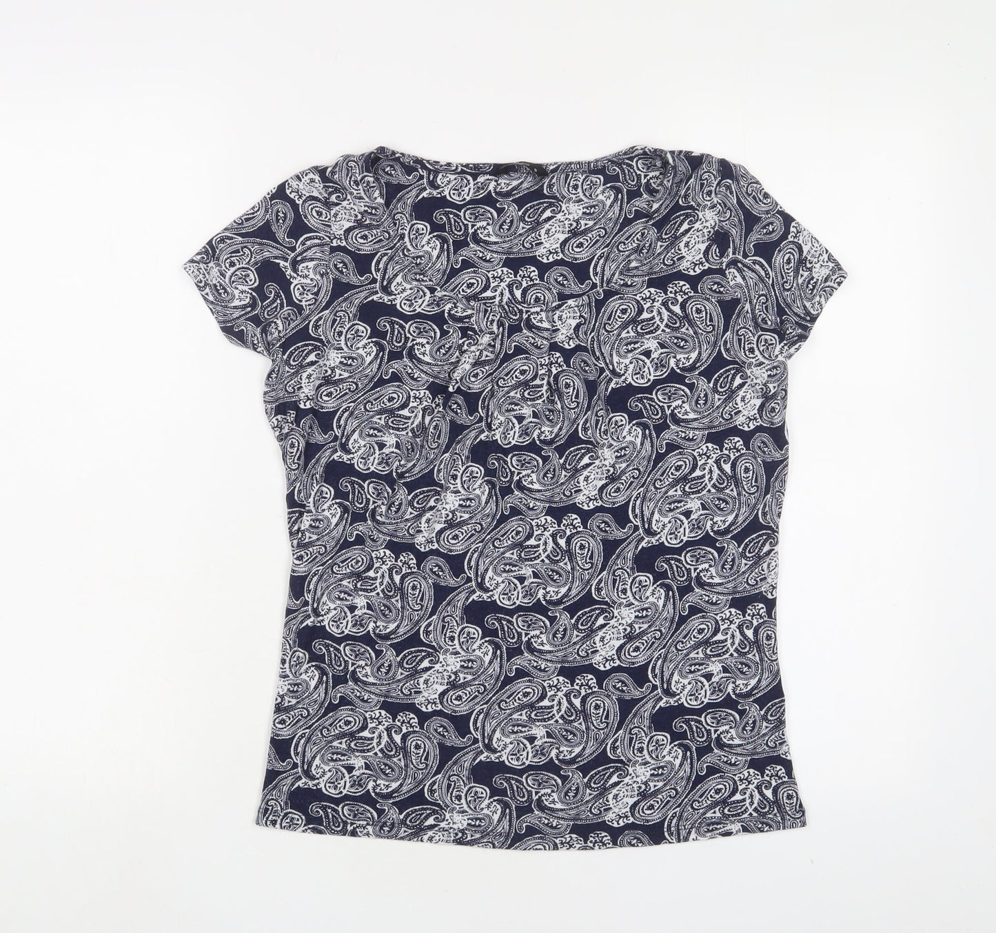 M&Co Womens Grey Fair Isle Viscose Basic T-Shirt Size 10 Scoop Neck