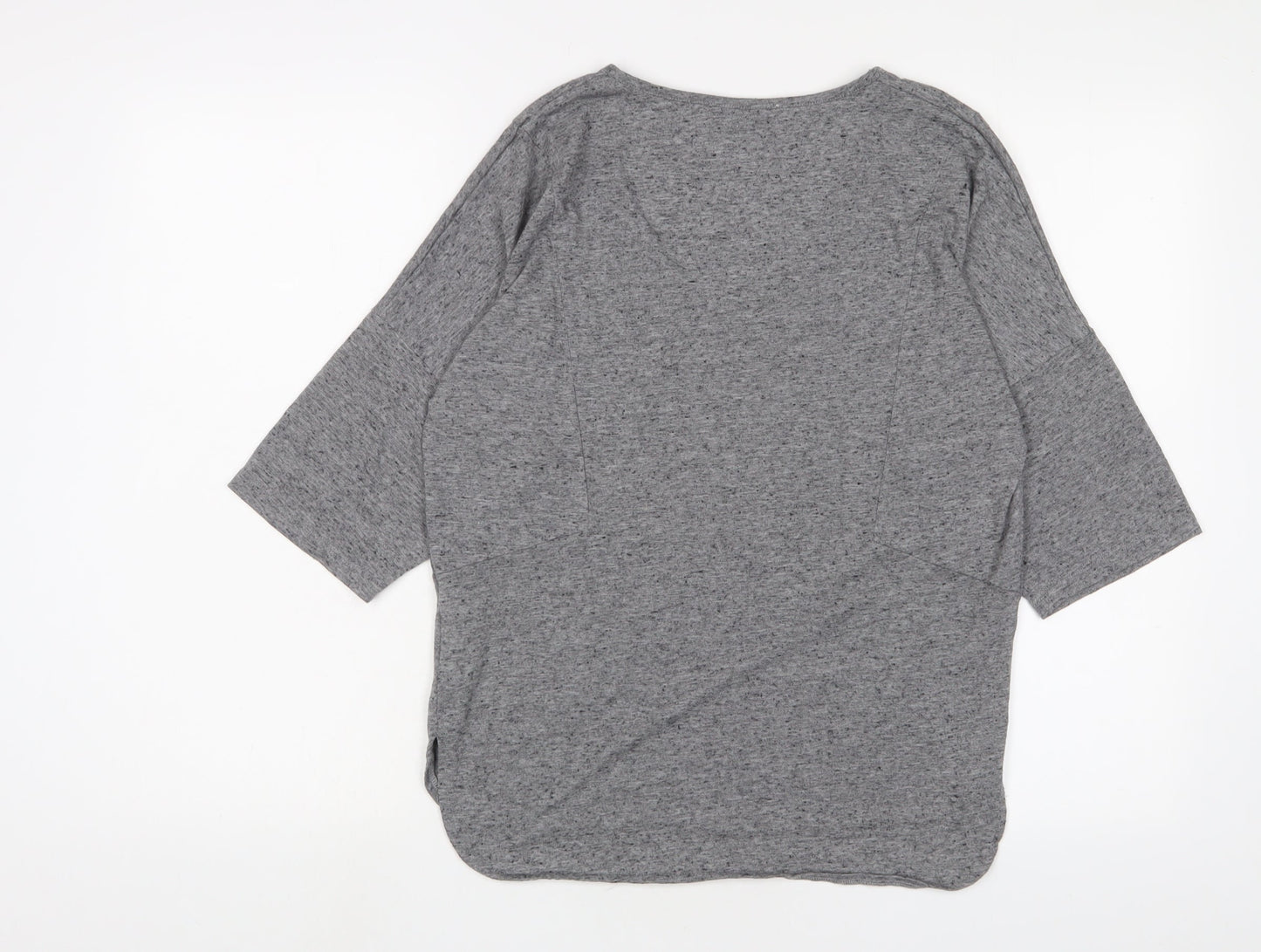 Oasis Womens Grey Viscose Basic T-Shirt Size S Scoop Neck