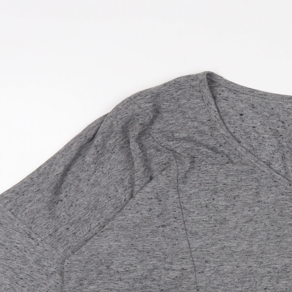 Oasis Womens Grey Viscose Basic T-Shirt Size S Scoop Neck