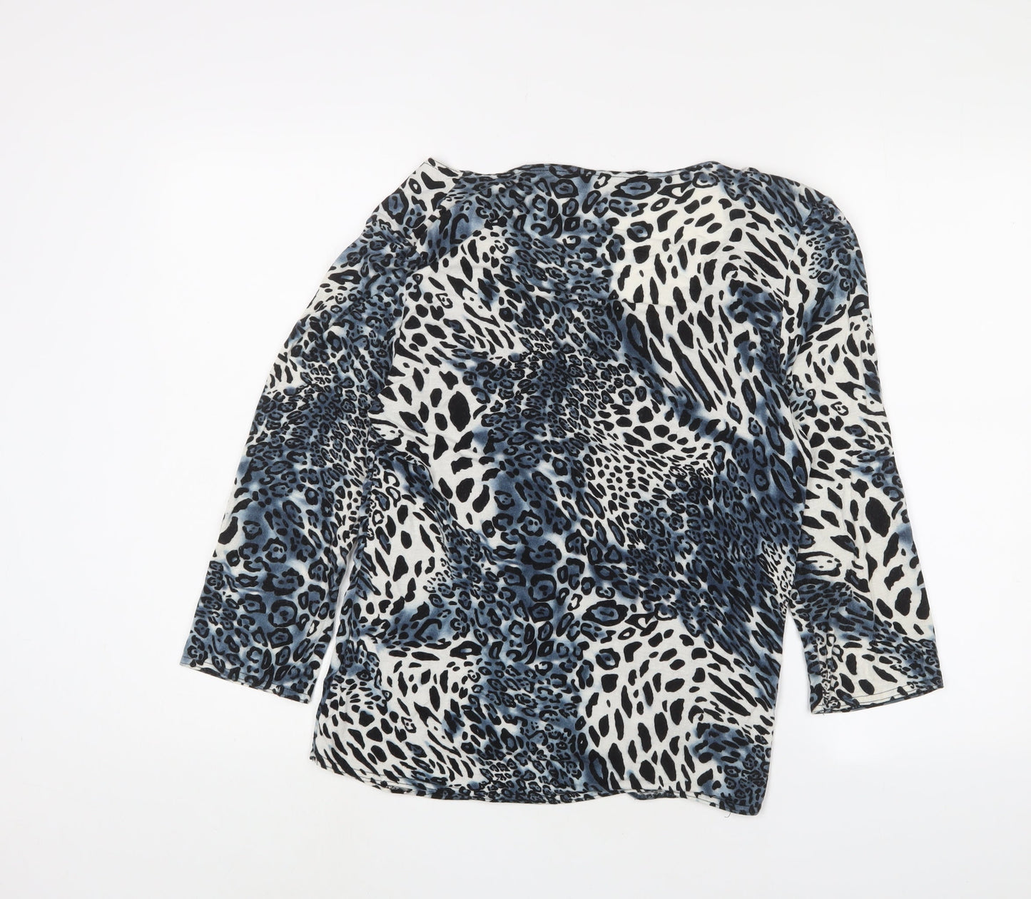 Joella Di Marco Womens Blue Animal Print Viscose Basic Blouse Size M Scoop Neck