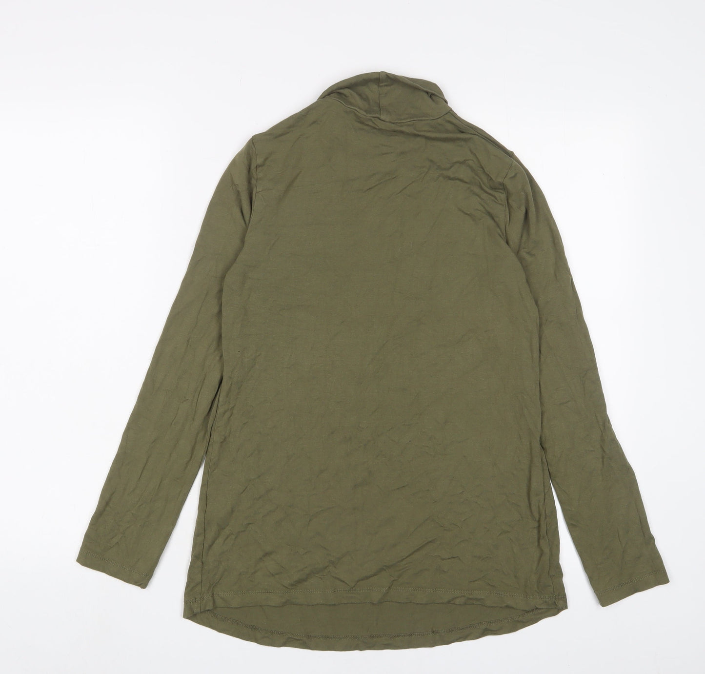 ASOS Womens Green Viscose Basic T-Shirt Size 10 Roll Neck