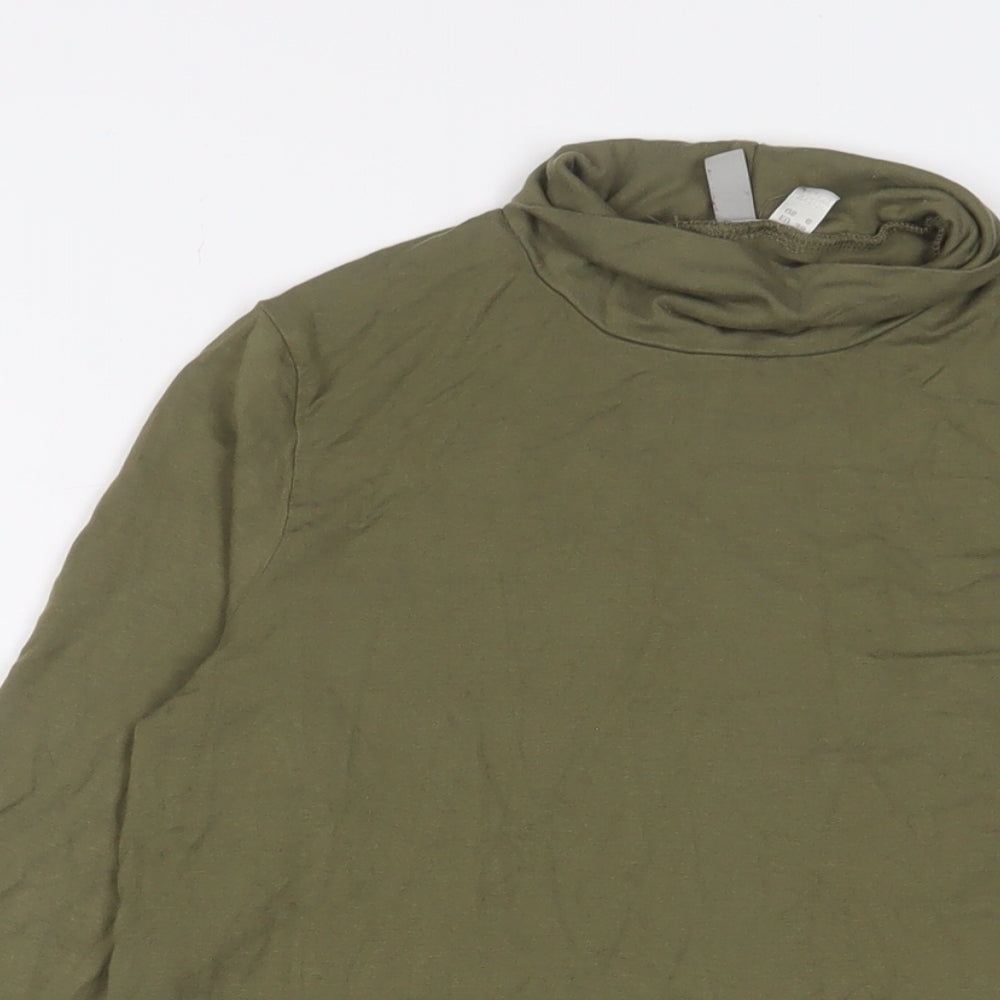 ASOS Womens Green Viscose Basic T-Shirt Size 10 Roll Neck