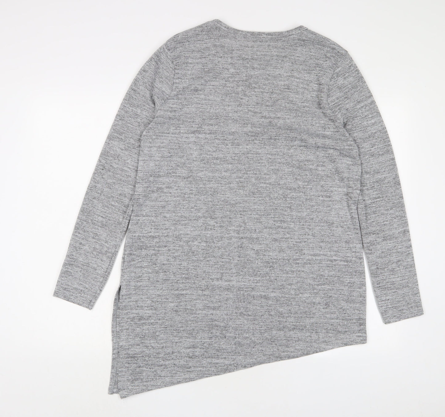 River Island Womens Grey Polyester Basic T-Shirt Size 12 Crew Neck