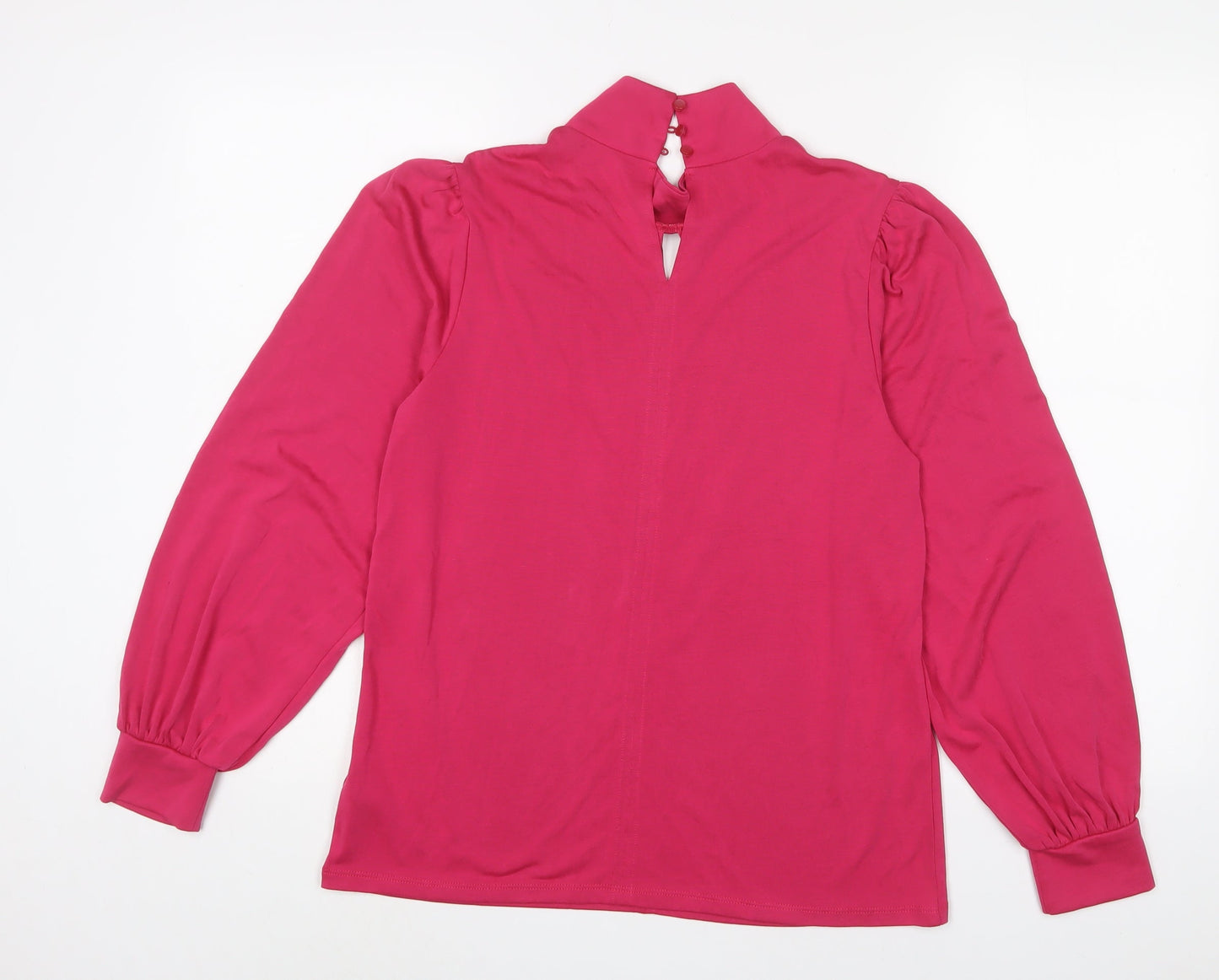 Marks and Spencer Womens Pink Modal Basic Blouse Size 12 Round Neck - Keyhole neck
