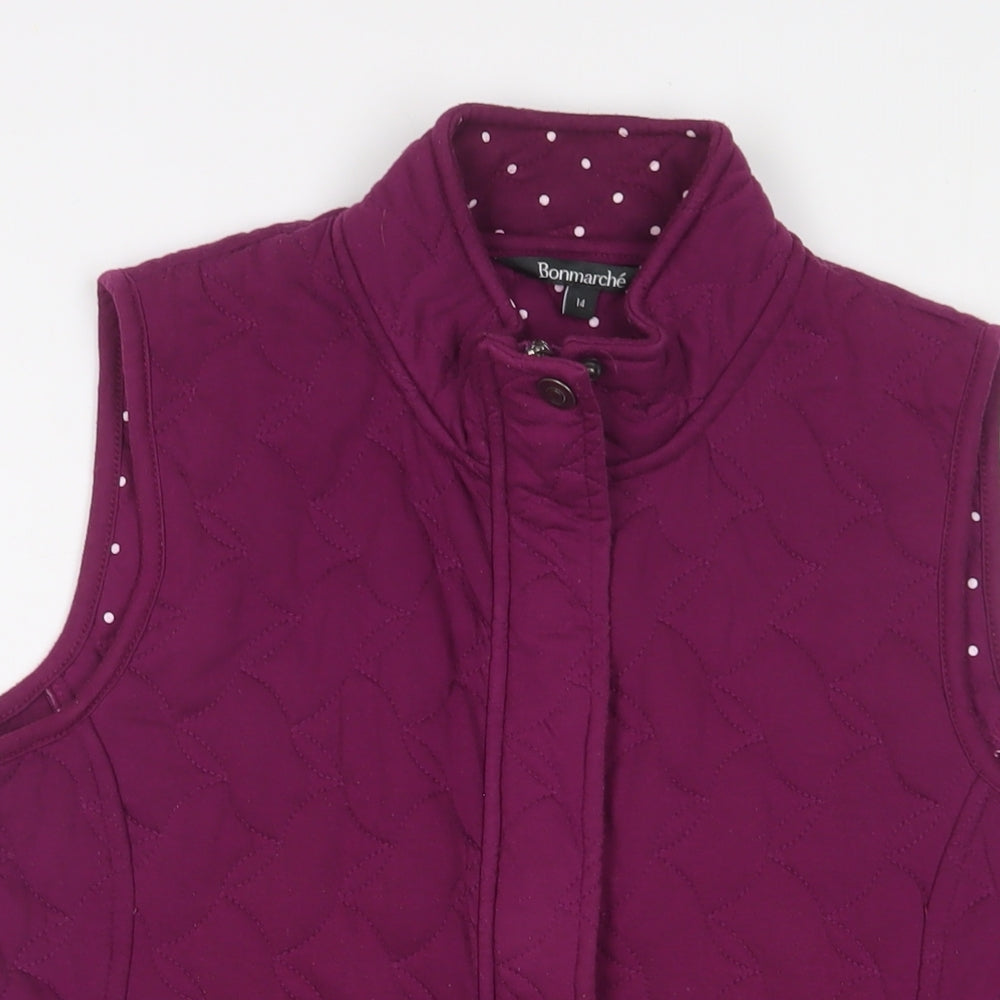 Bonmarché Womens Purple Gilet Jacket Size 14 Zip