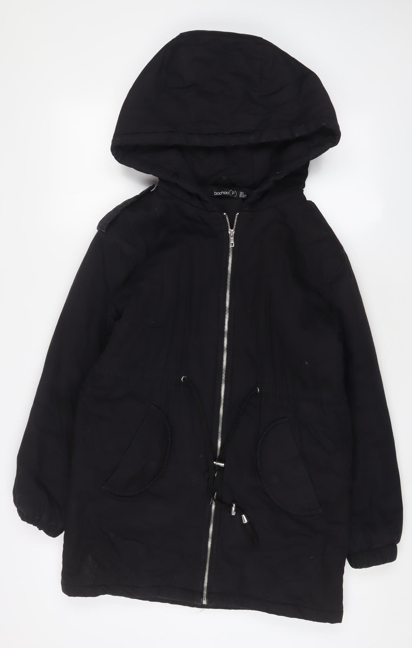 Boohoo Womens Black Jacket Coat Size 6 Zip