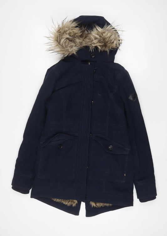 Hollister Womens Blue Parka Coat Size XS Zip