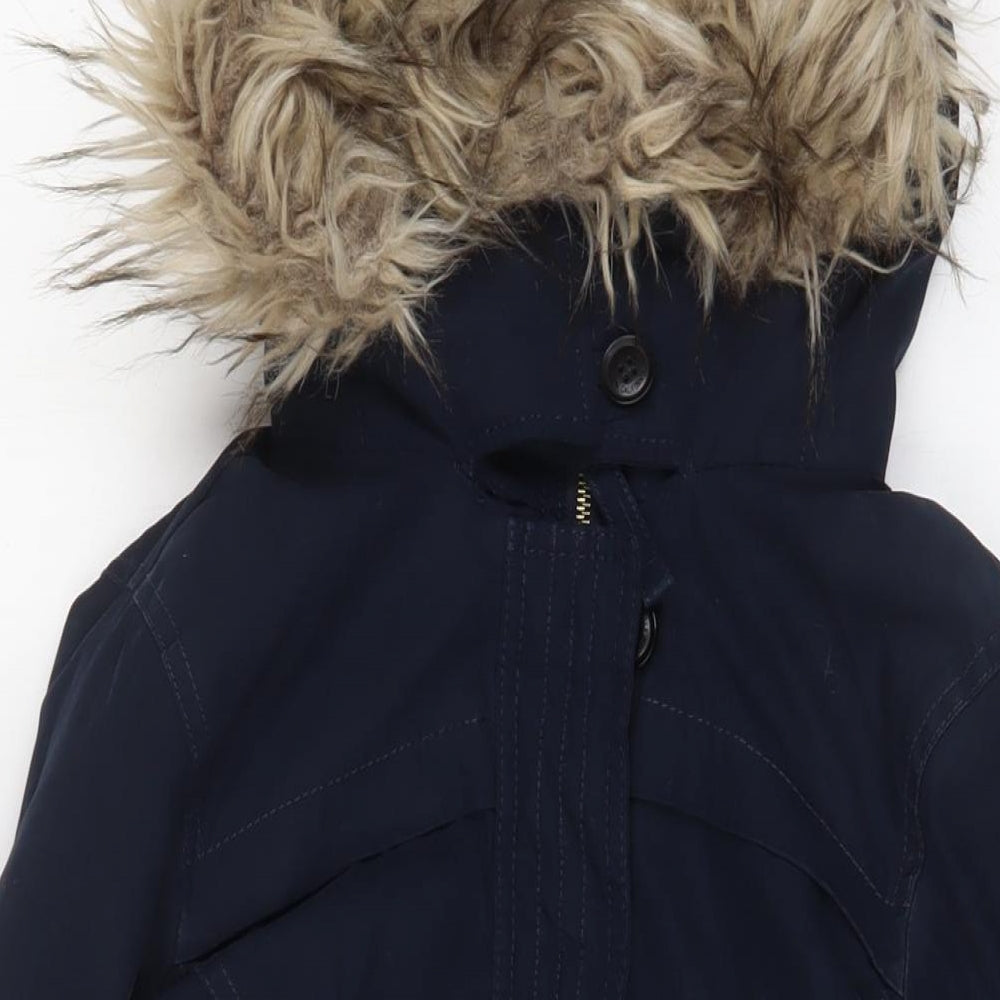 Hollister Womens Blue Parka Coat Size XS Zip