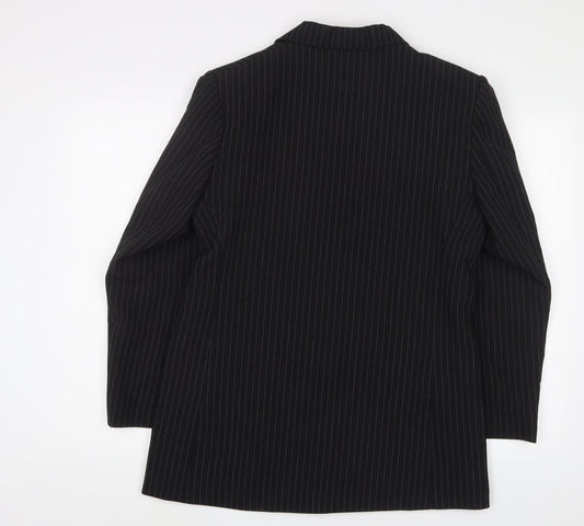 For Women Womens Black Striped Jacket Blazer Size 14 Button