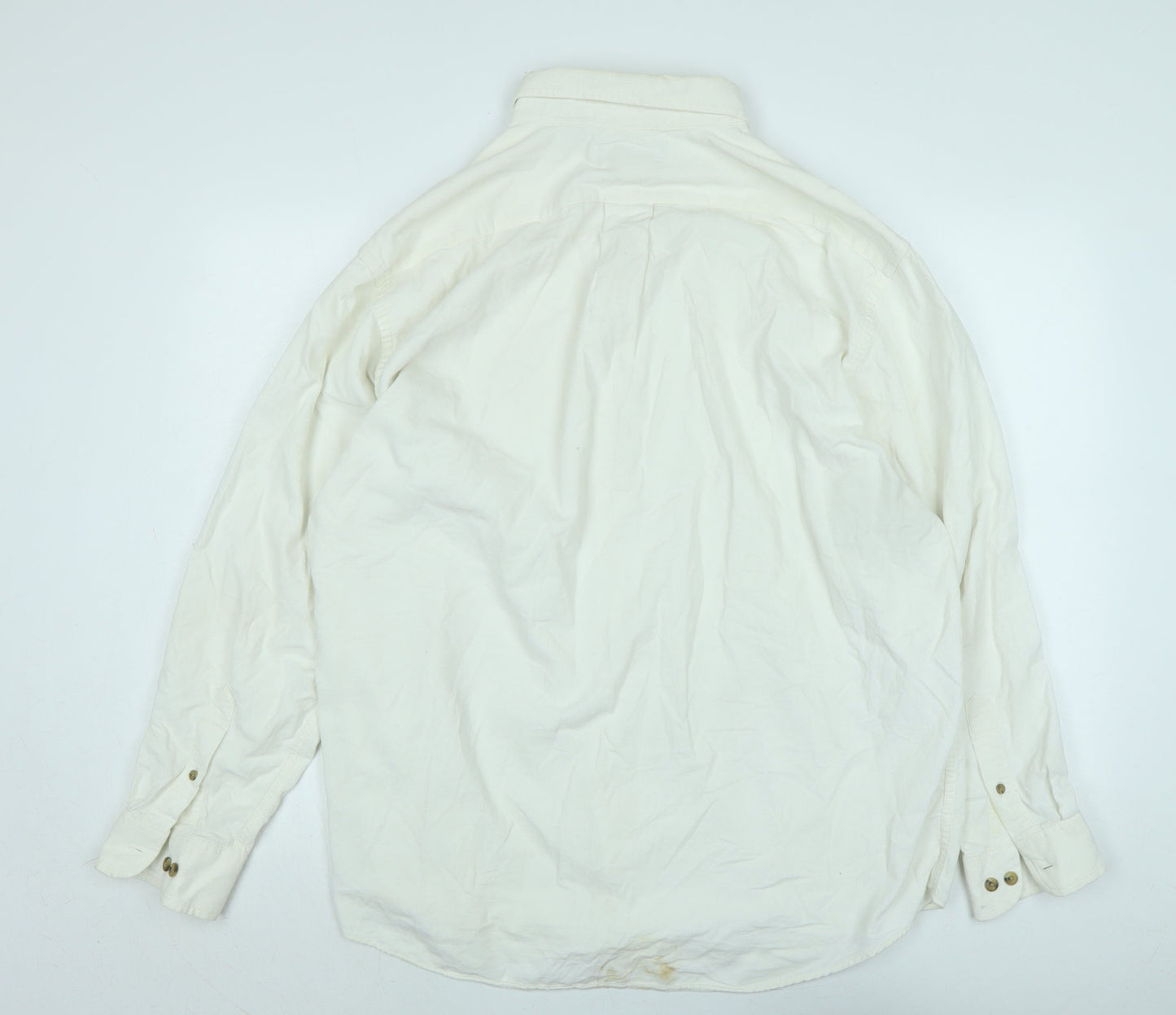 Roundtree & Yorke Mens Ivory Cotton Blend Button-Up Size XL Collared Button