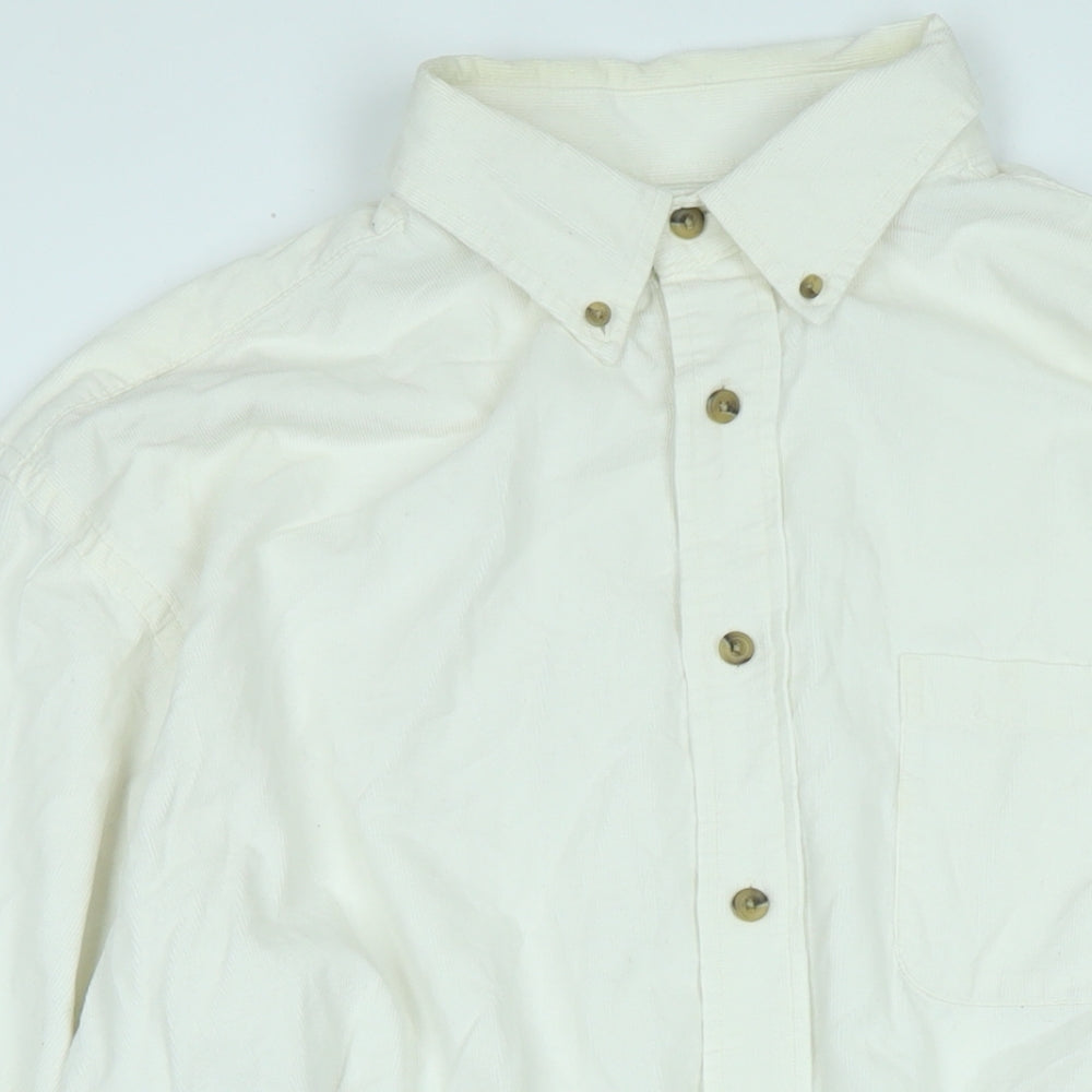 Roundtree & Yorke Mens Ivory Cotton Blend Button-Up Size XL Collared Button