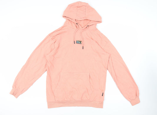 Gotcha Mens Pink Cotton Pullover Hoodie Size L - Logo Pockets