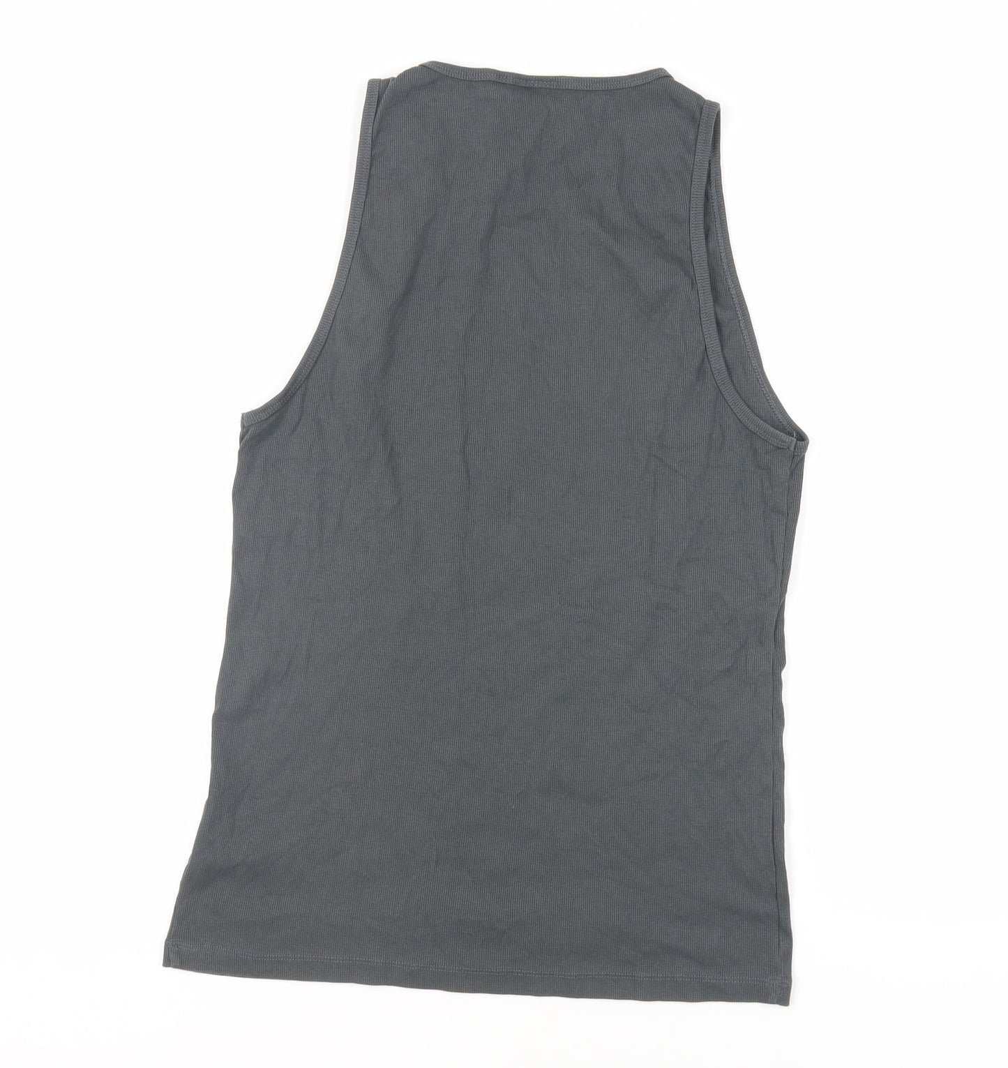 ASOS Womens Grey Cotton Basic Tank Size L Round Neck - Ribbed