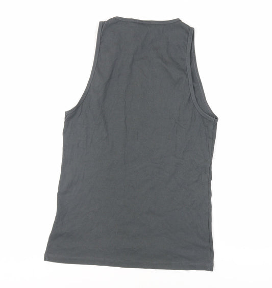 ASOS Womens Grey Cotton Basic Tank Size L Round Neck - Ribbed