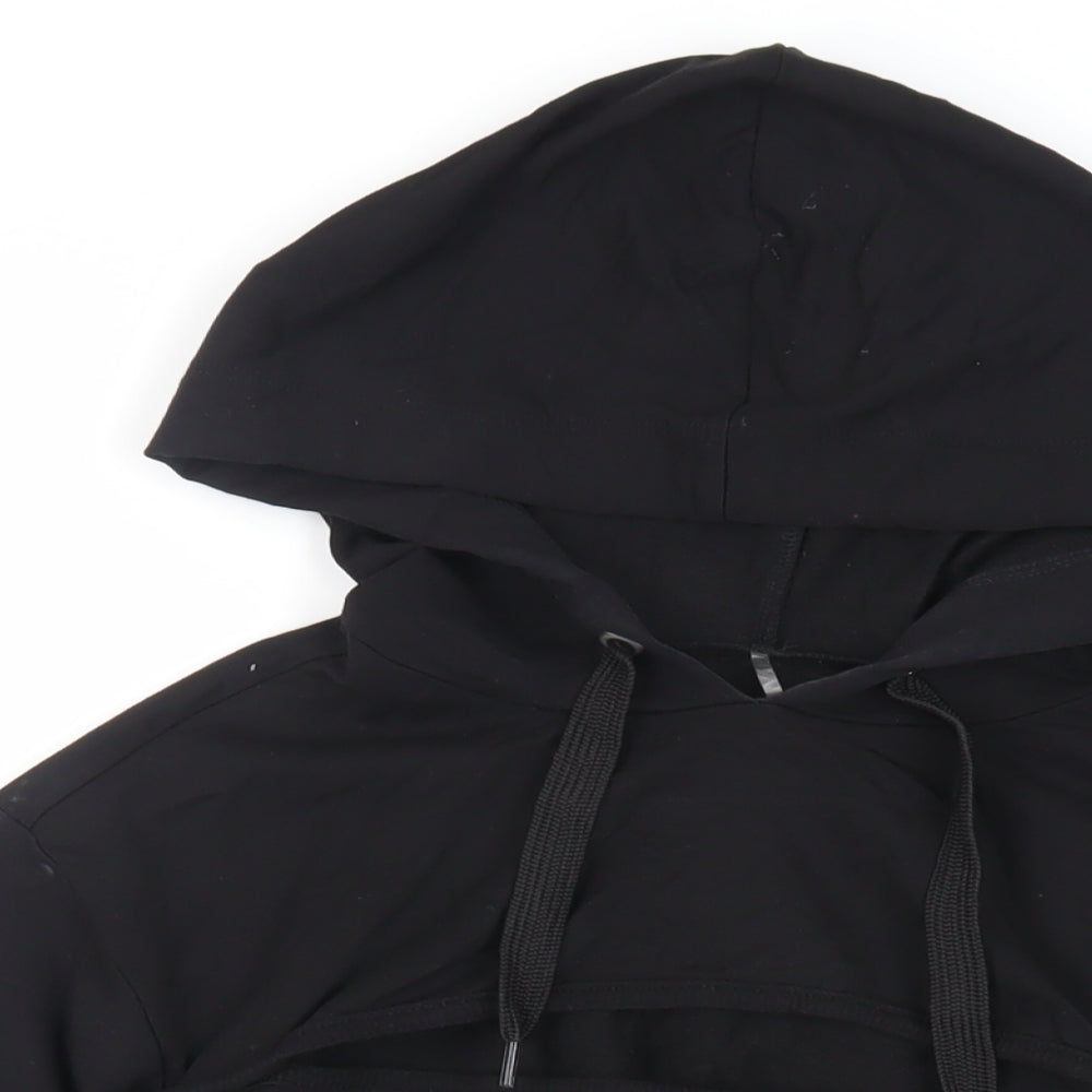 ASOS Womens Black Cotton Pullover Hoodie Size 8 Pullover - Cut Out Detail