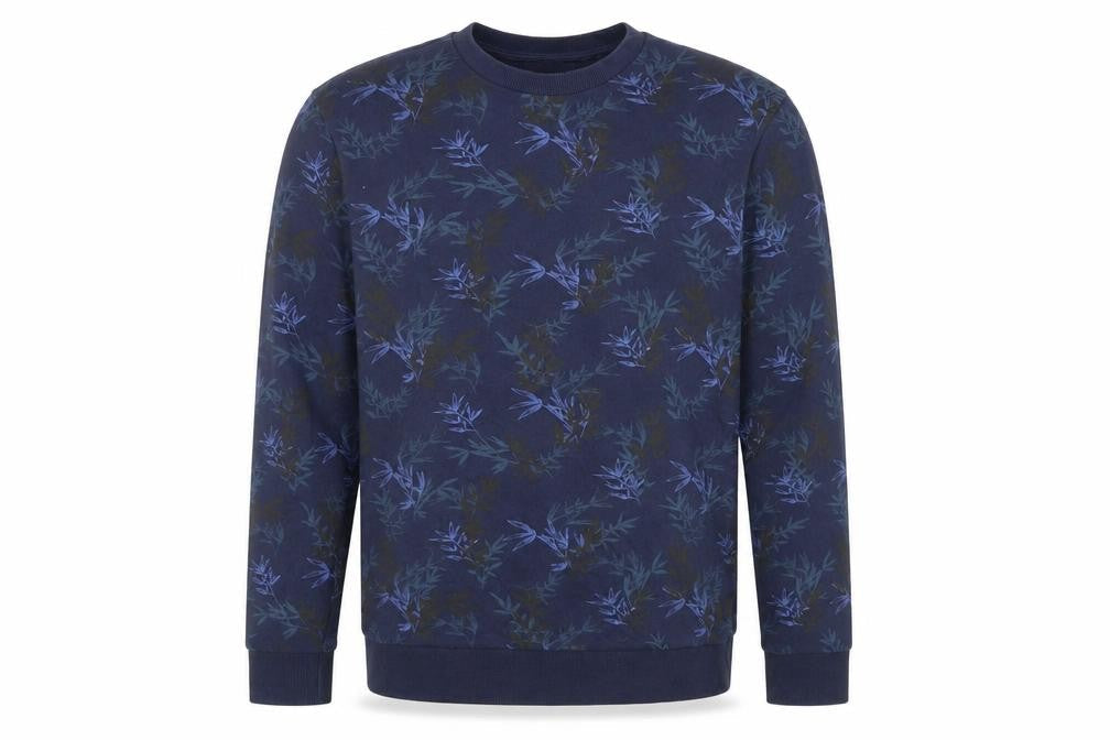 Next Mens Blue Floral Cotton Pullover Sweatshirt Size L