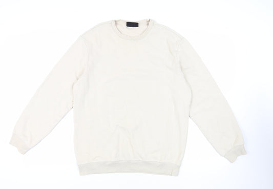 H&M Mens Beige Cotton Pullover Sweatshirt Size M