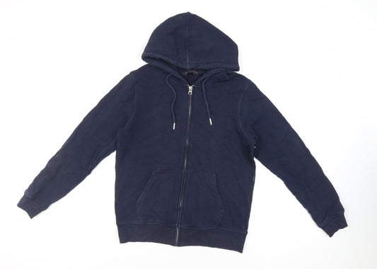 Marks and Spencer Womens Blue Cotton Full Zip Hoodie Size 8 Zip - Pockets