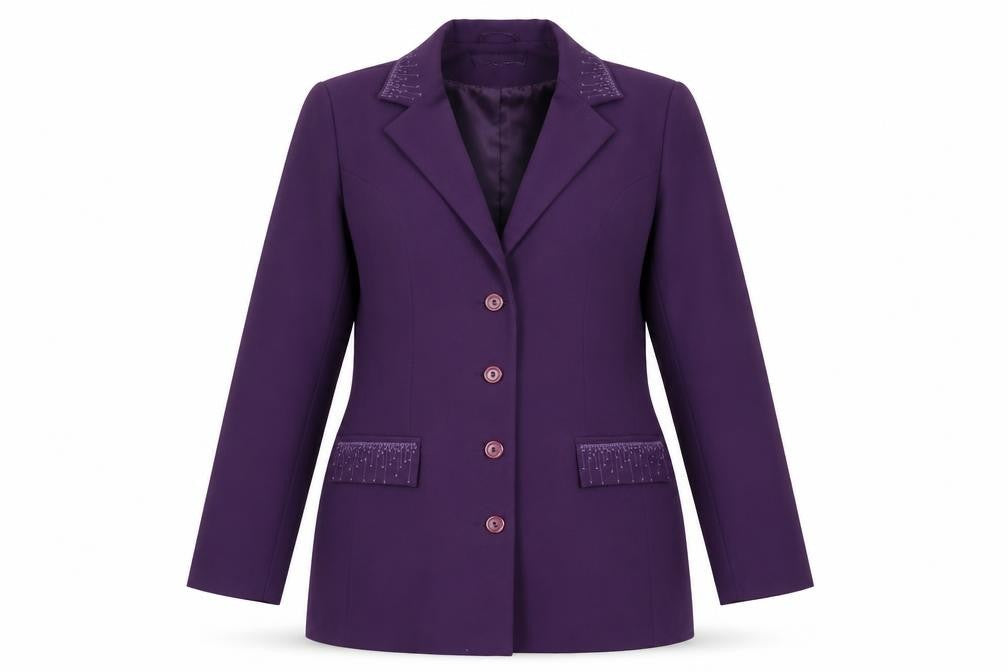 Bonmarché Womens Purple Jacket Blazer Size 12 Button - Embroidered