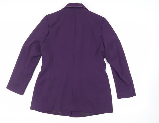 Bonmarché Womens Purple Jacket Blazer Size 12 Button - Embroidered