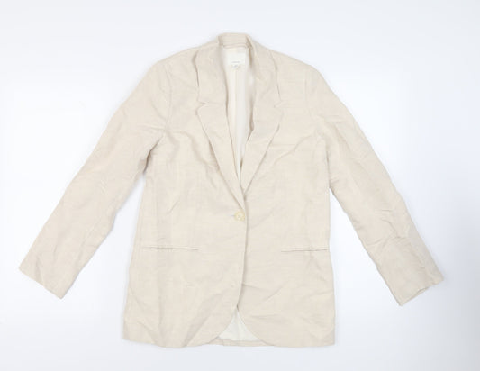 H&M Womens Beige Jacket Blazer Size XS Button