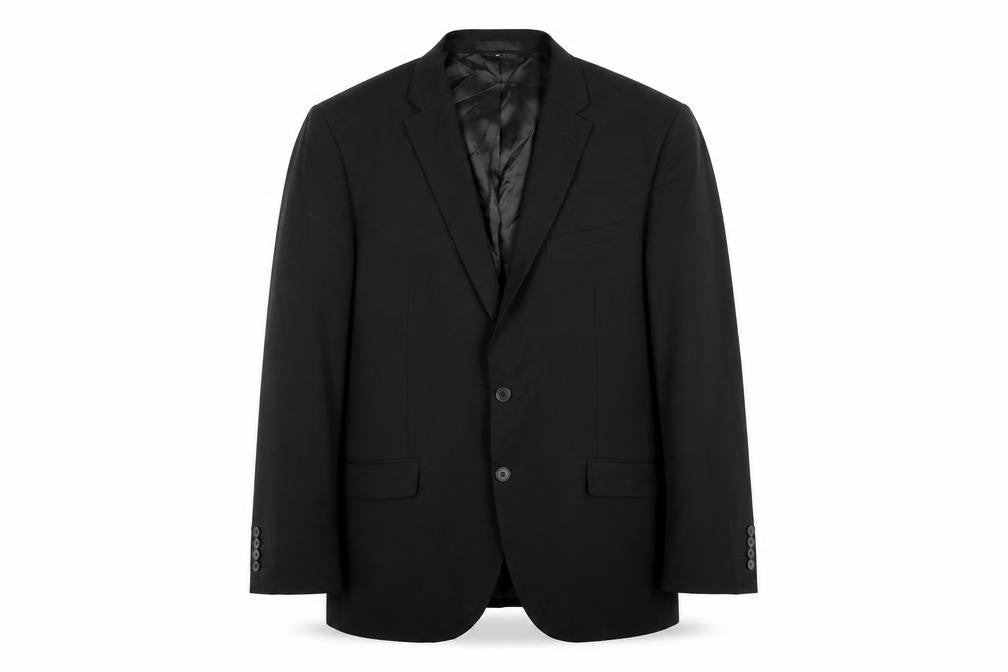 Front view of Autograph men’s black polyester jacket suit jacket, size 42, regular