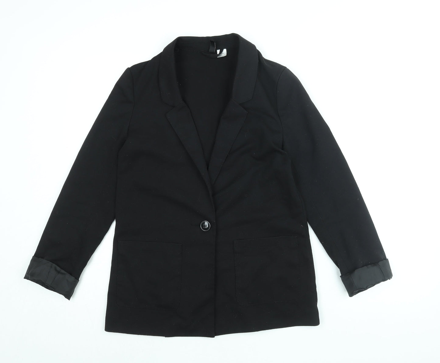 H&M Womens Black Jacket Blazer Size 8 Button