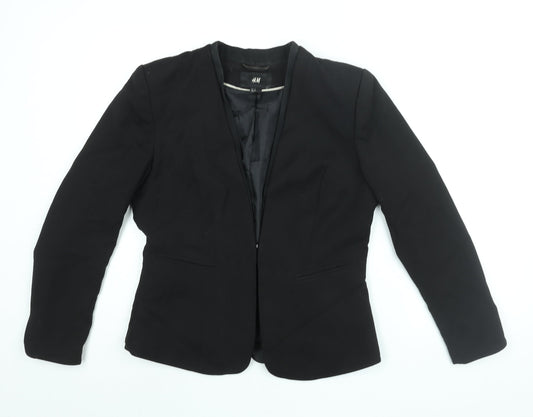 H&M Womens Black Jacket Blazer Size 14 Hook & Eye