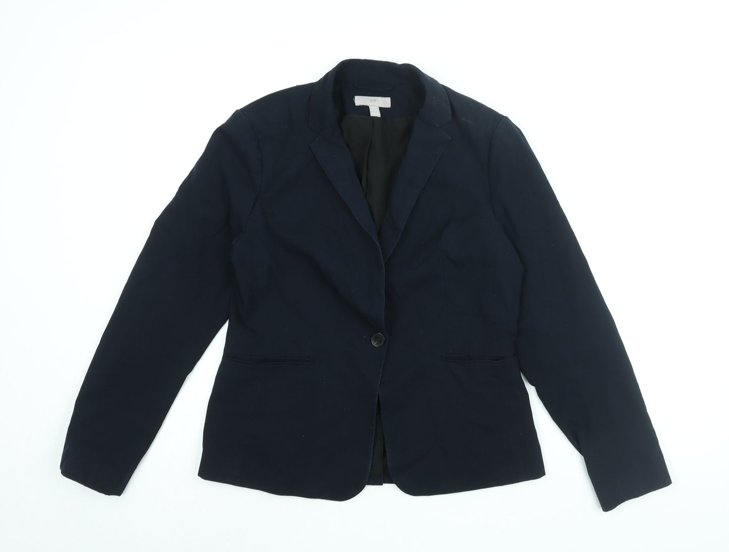 H&M Womens Blue Jacket Blazer Size 10 Button