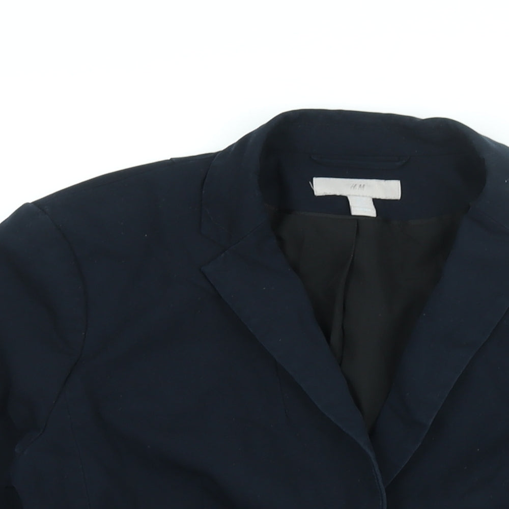 H&M Womens Blue Jacket Blazer Size 10 Button